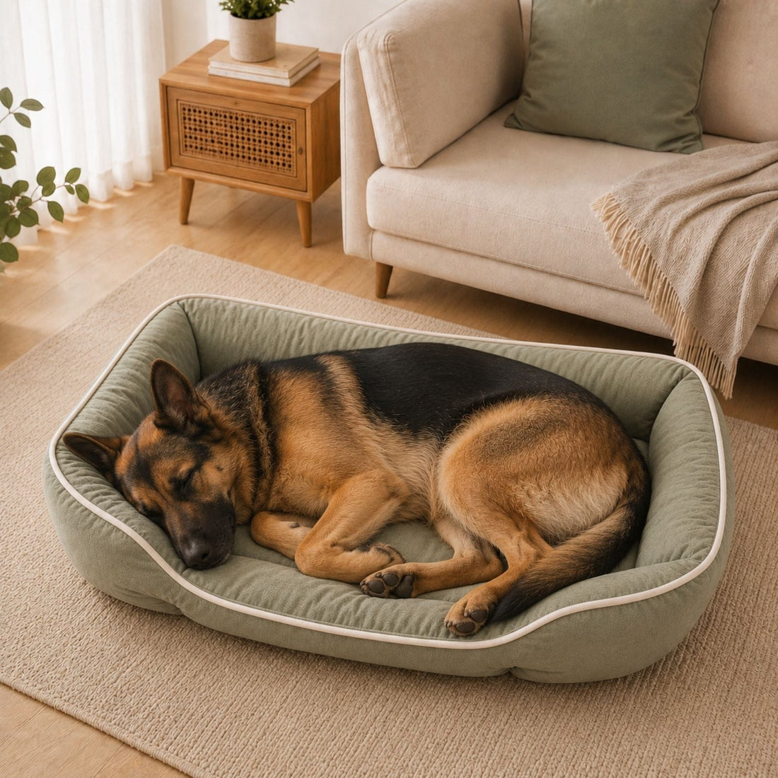 German Shepherd sleeping on the Pawables Cozy Pet Sofa