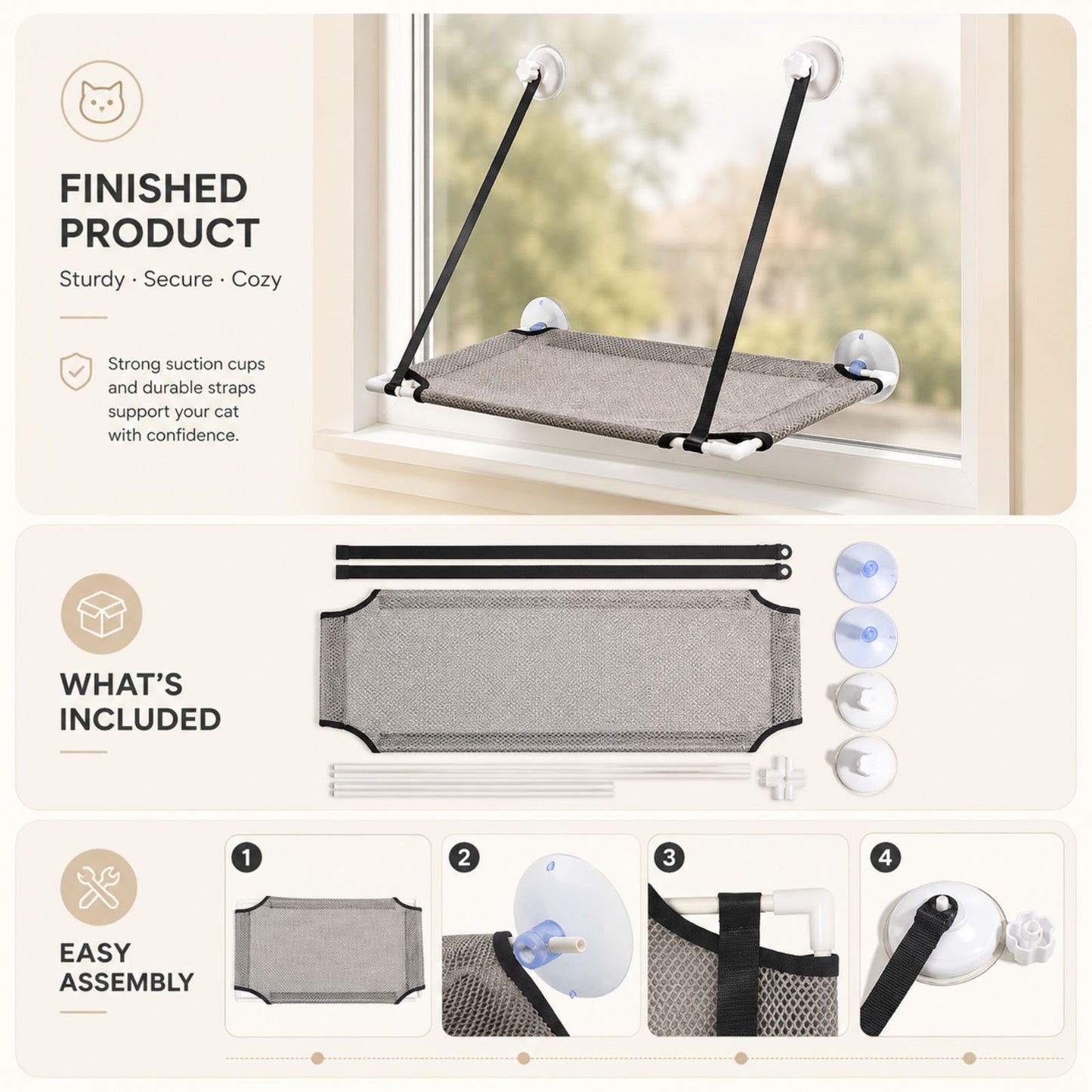 Pawables™ Window Lounge – Cat Window Hammock
