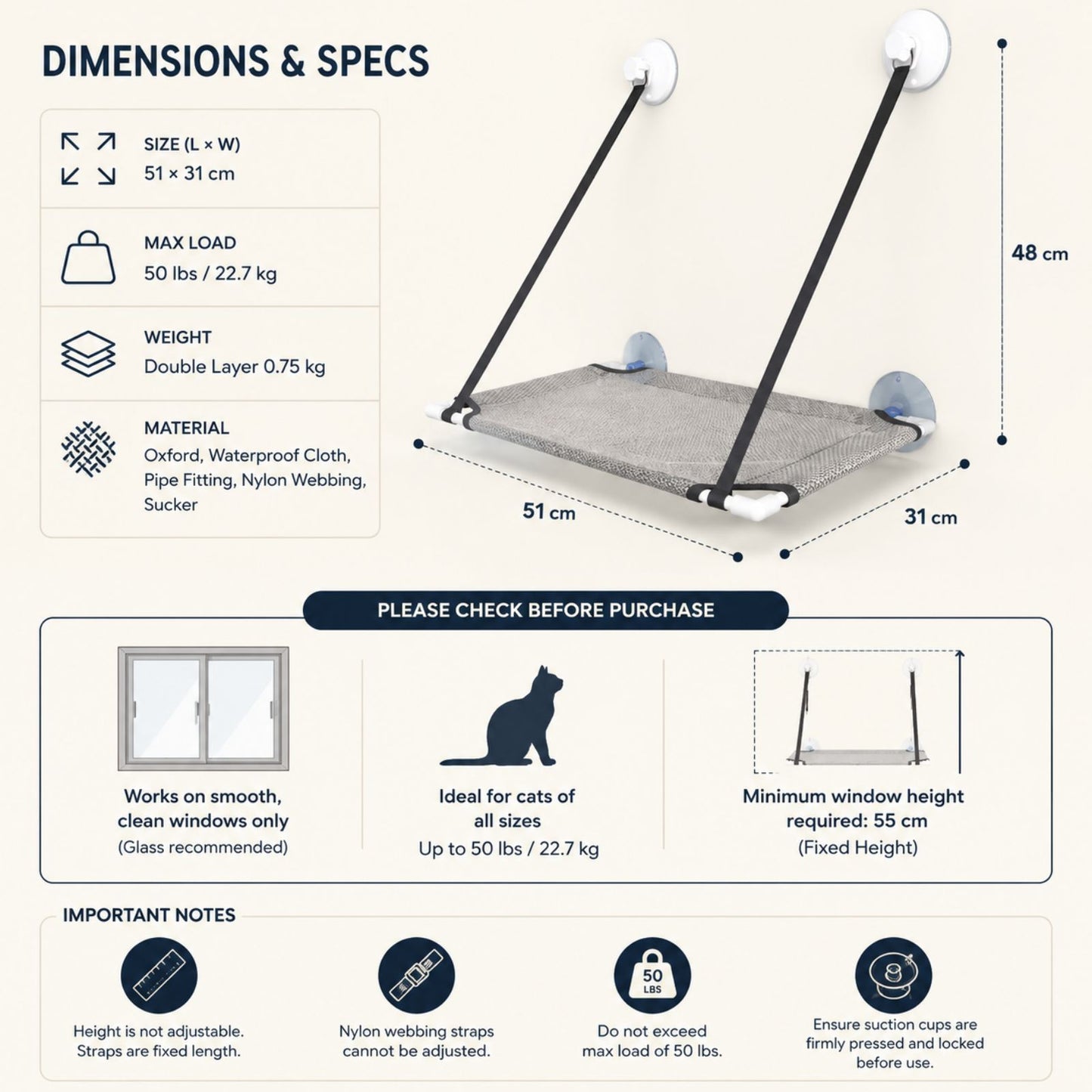 Pawables™ Window Lounge – Cat Window Hammock
