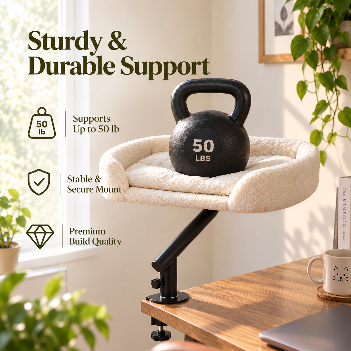 Sturdy support frame of the Desk-Side Cat Bed