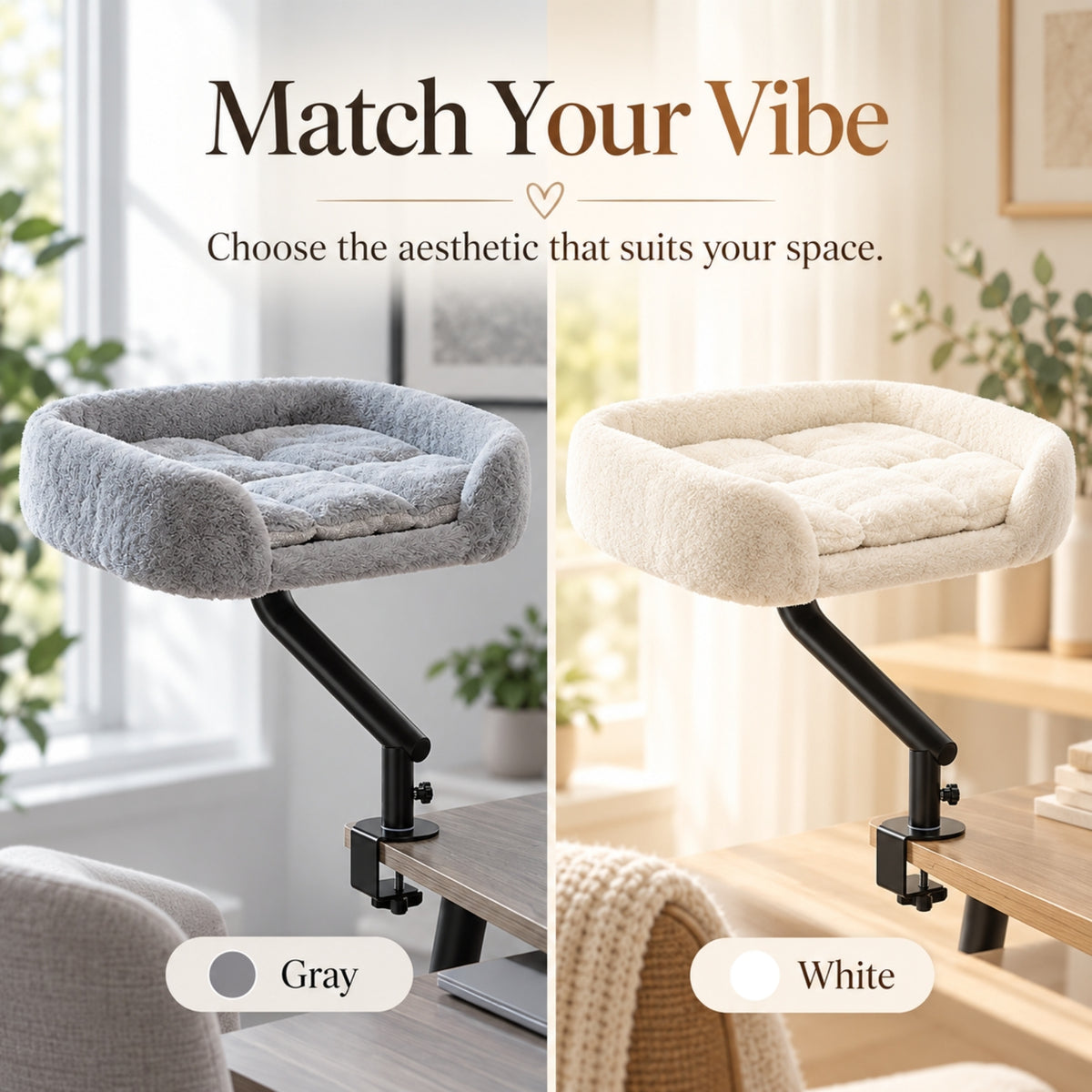 Desk-Side Cat Bed color options: Gray and White