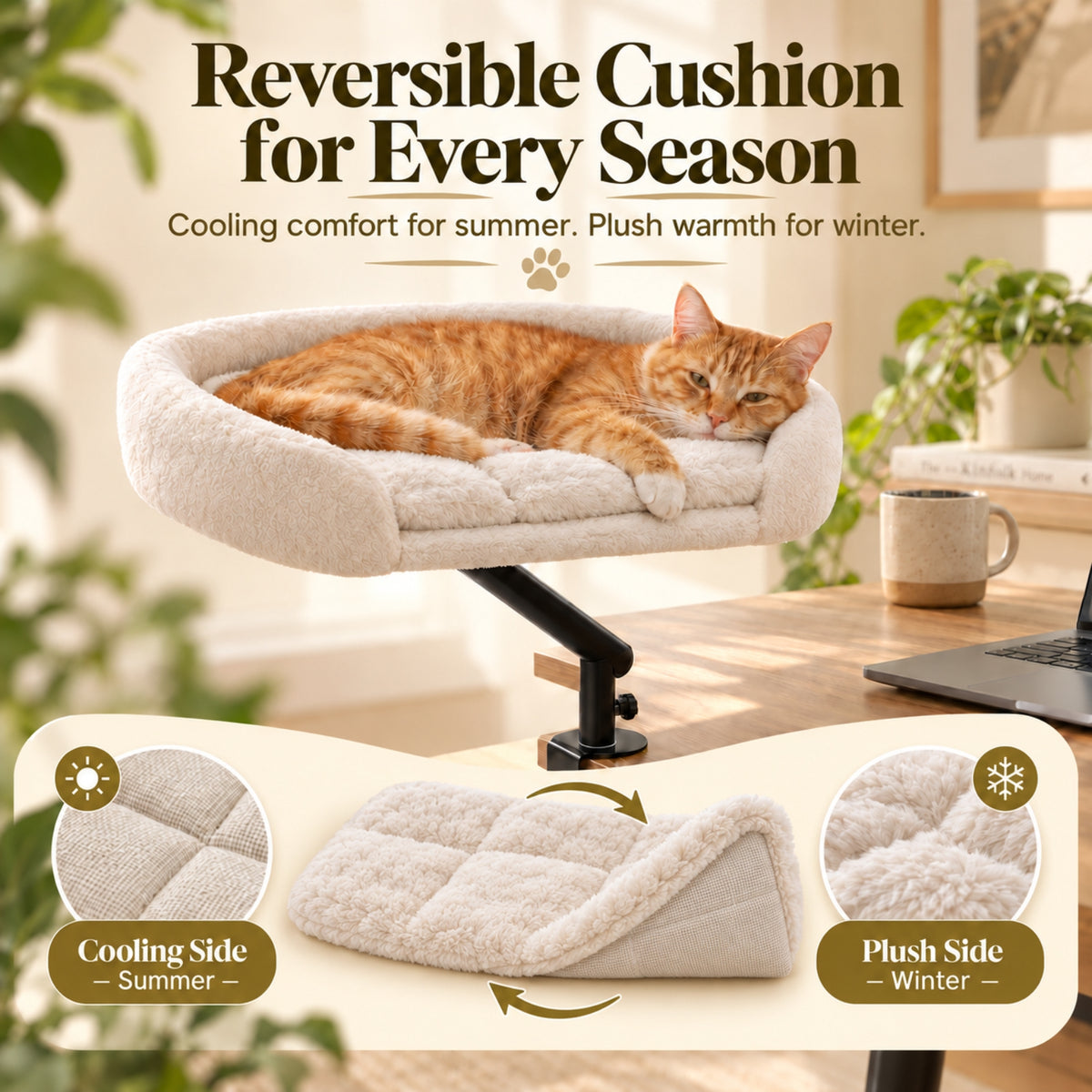 Reversible cushion for the Desk-Side Cat Bed